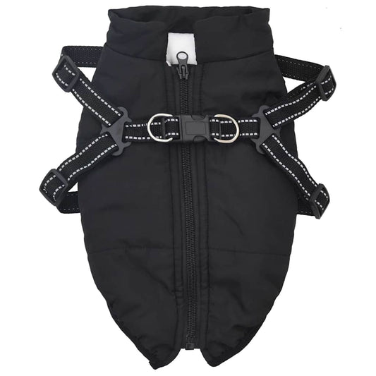 Dog Coat with Harness Waterproof Reflective Black 2XL Dog Coat with Harness Waterproof Reflective Black 2XL