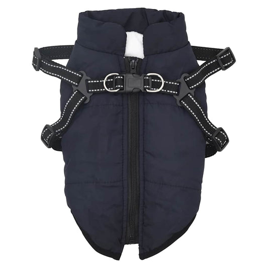 Dog Coat with Harness Waterproof Reflective Navy Blue S Dog Coat with Harness Waterproof Reflective Navy Blue S