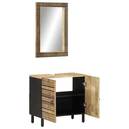 2 Piece Bathroom Furniture Set Solid Wood Mango 2 Piece Bathroom Furniture Set Solid Wood Mango