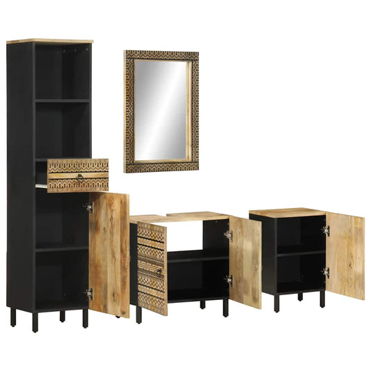 4 Piece Bathroom Furniture Set Solid Wood Mango 4 Piece Bathroom Furniture Set Solid Wood Mango