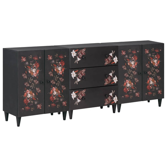 Storage Cabinets 3 pcs 180 x 33 x 75 cm Solid Mango Wood Storage Cabinets 3 pcs 180 x 33 x 75 cm Solid Mango Wood