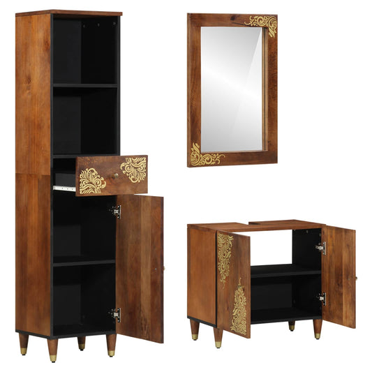 Bathroom Cabinet Set 3 pcs Honey Brown Solid Mango Wood Bathroom Cabinet Set 3 pcs Honey Brown Solid Mango Wood