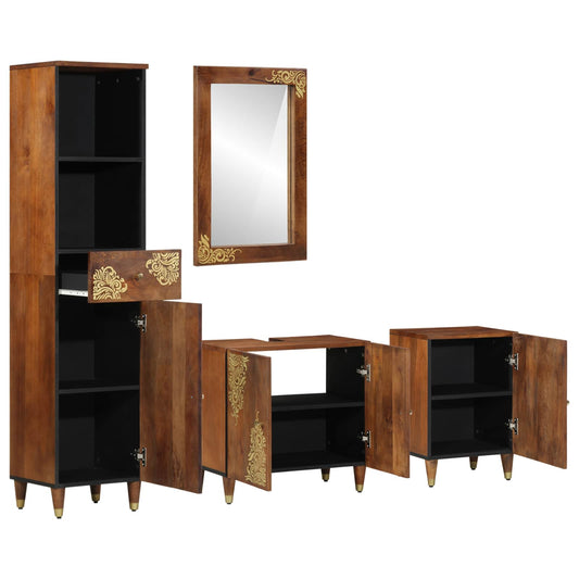 Bathroom Cabinet Set 4 pcs Honey Brown Solid Mango Wood Bathroom Cabinet Set 4 pcs Honey Brown Solid Mango Wood