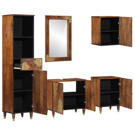 Bathroom Cabinet Set 5 pcs Honey Brown Solid Mango Wood Bathroom Cabinet Set 5 pcs Honey Brown Solid Mango Wood