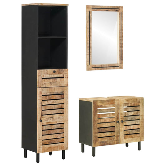 Bathroom Cabinet Set 3 pcs Natural Solid Mango Wood Bathroom Cabinet Set 3 pcs Natural Solid Mango Wood
