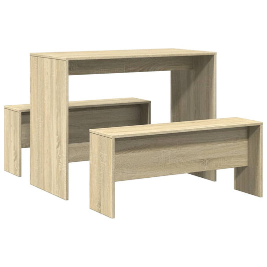 3 Piece Dining Table and Bench set Sonoma Oak Engineered Wood 3 Piece Dining Table and Bench set Sonoma Oak Engineered Wood