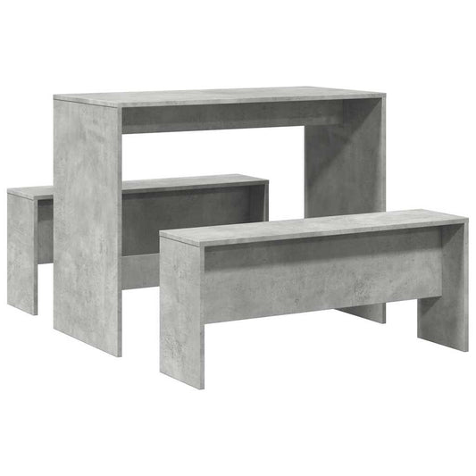 3 Piece Dining Table&Bench set Concrete Grey Engineered Wood 3 Piece Dining Table&Bench set Concrete Grey Engineered Wood