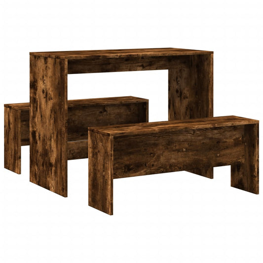 3 Piece Dining Table and Bench set Smoked Oak Engineered Wood 3 Piece Dining Table and Bench set Smoked Oak Engineered Wood