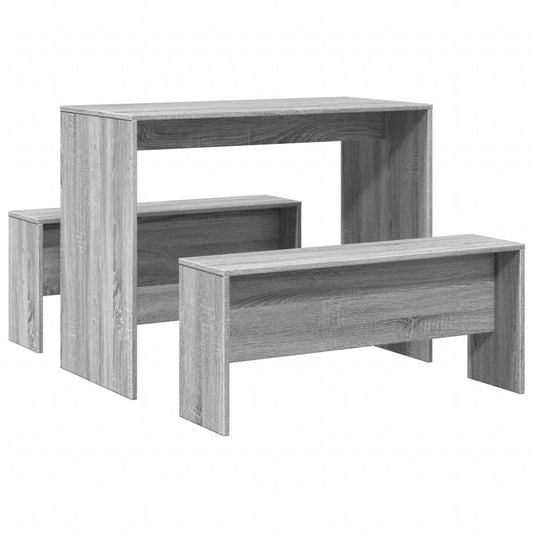 3 Piece Dining Table and Bench set Grey Sonoma Engineered Wood 3 Piece Dining Table and Bench set Grey Sonoma Engineered Wood