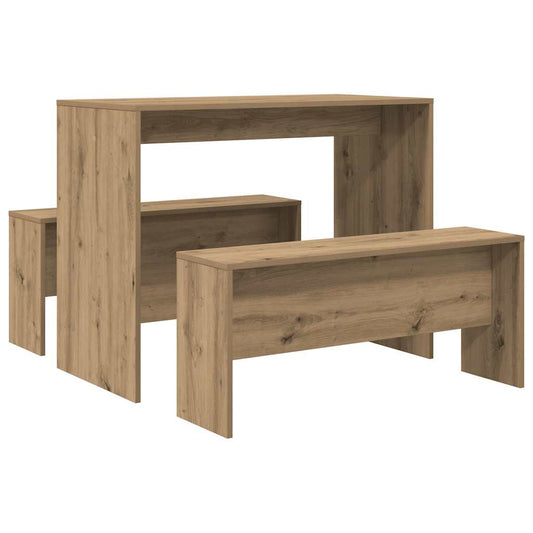 3 Piece Dining Table and Bench set Artisian Oak Engineered Wood 3 Piece Dining Table and Bench set Artisian Oak Engineered Wood