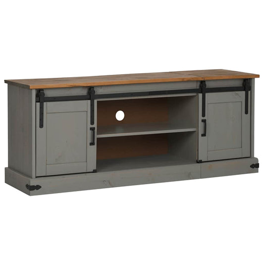 TV Cabinet HALDEN 2 Sliding Doors Grey 150x40x60 cm Solid Wood TV Cabinet HALDEN 2 Sliding Doors Grey 150x40x60 cm Solid Wood