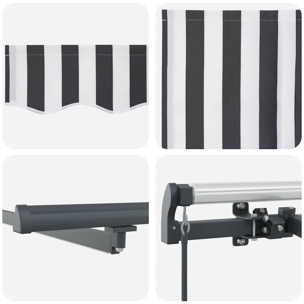 Manual Retractable Awning with LEDs Anthracite&White 600x300 cm