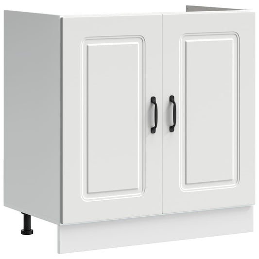 Sink Base Cabinet "Kalmar" White 80x46x81,5 cm Engineered Wood Sink Base Cabinet "Kalmar" White 80x46x81,5 cm Engineered Wood