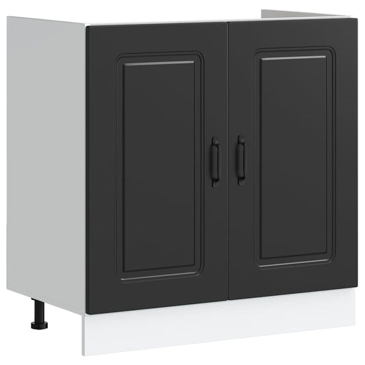 Sink Base Cabinet Kalmar Black 80x46x81.5 cm Engineered Wood Sink Base Cabinet Kalmar Black 80x46x81.5 cm Engineered Wood