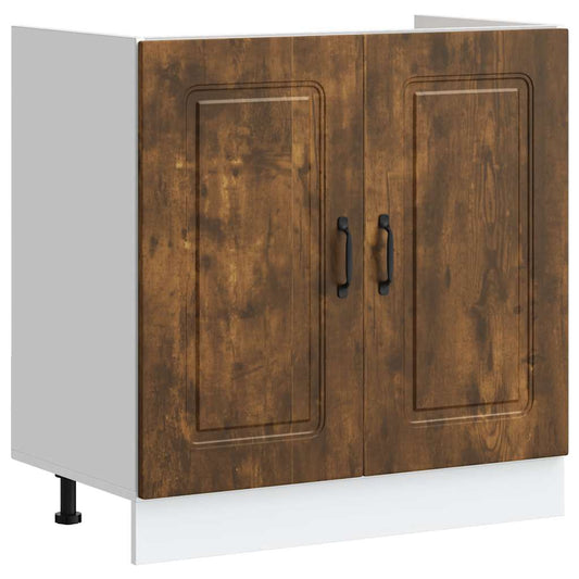 Sink Base Cabinet "Kalmar" Smoked Oak 80x46x81.5 cm Sink Base Cabinet "Kalmar" Smoked Oak 80x46x81.5 cm