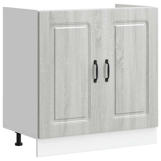 Sink Base Cabinet Kalmar Grey Sonoma 80x46x81.5 cm Engineered Wood Sink Base Cabinet Kalmar Grey Sonoma 80x46x81.5 cm Engineered Wood