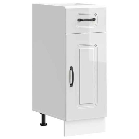 Kitchen Base Cabinet "Kalmar" High Gloss White Engineered Wood Kitchen Base Cabinet "Kalmar" High Gloss White Engineered Wood