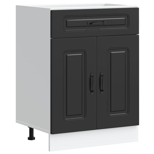Kitchen Base Cabinet "Kalmar" Black Engineered Wood Kitchen Base Cabinet "Kalmar" Black Engineered Wood
