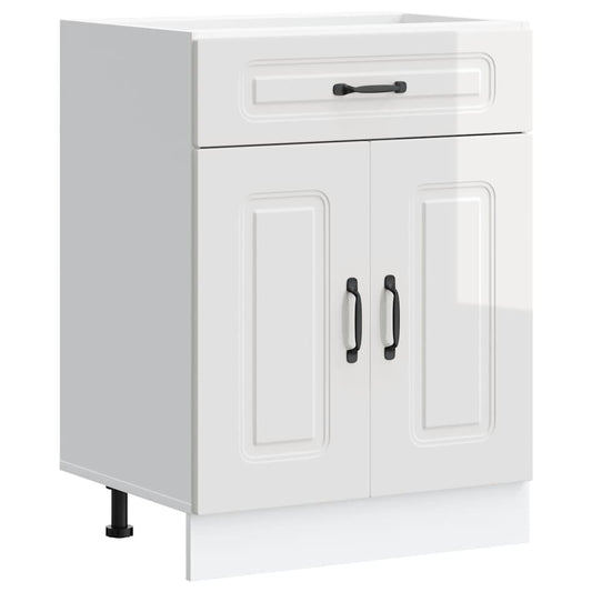 Kitchen Base Cabinet Kalmar High Gloss White Engineered Wood Kitchen Base Cabinet Kalmar High Gloss White Engineered Wood