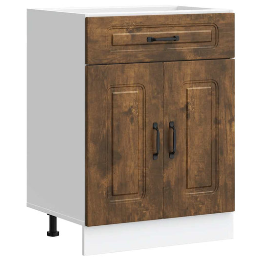 Kitchen Base Cabinet "Kalmar" Smoked Oak Engineered Wood Kitchen Base Cabinet "Kalmar" Smoked Oak Engineered Wood