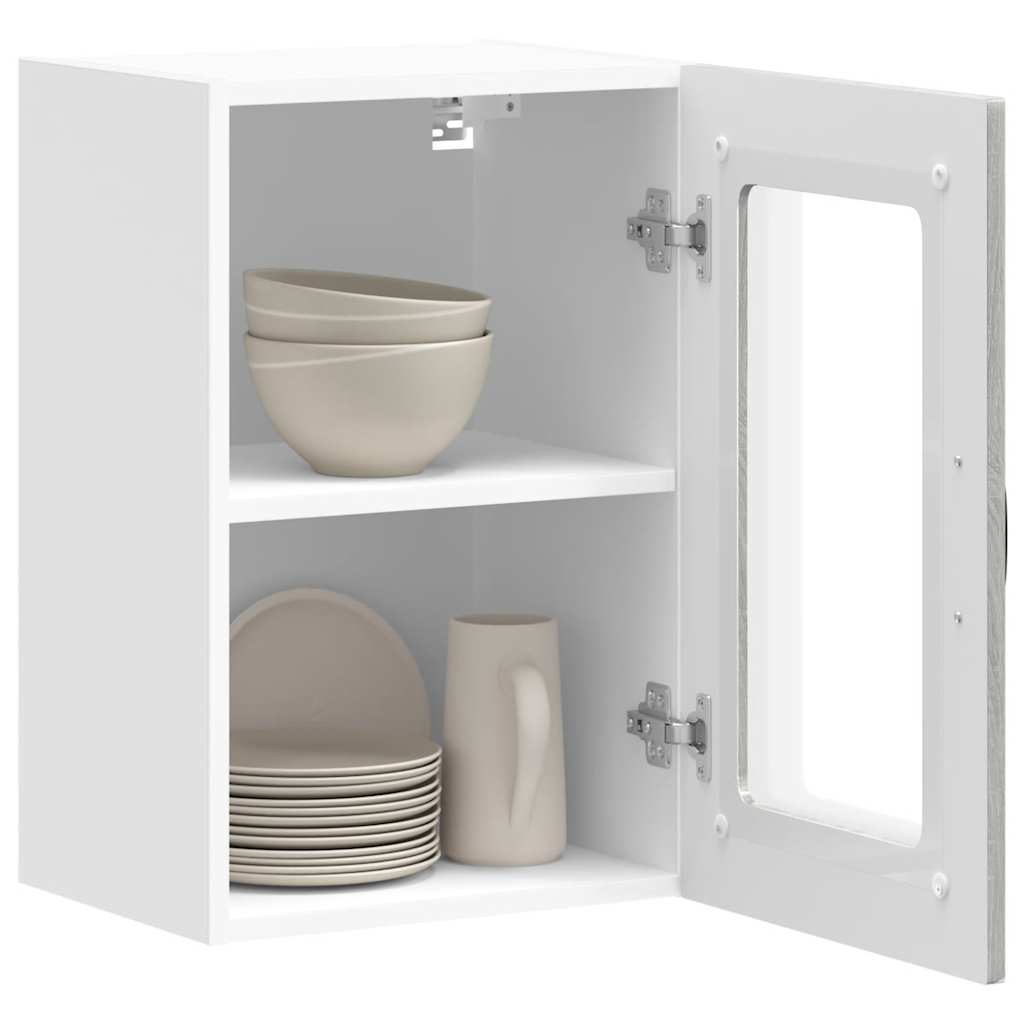 Kitchen Wall Cabinet with Glass Door "Kalmar" Grey Sonoma