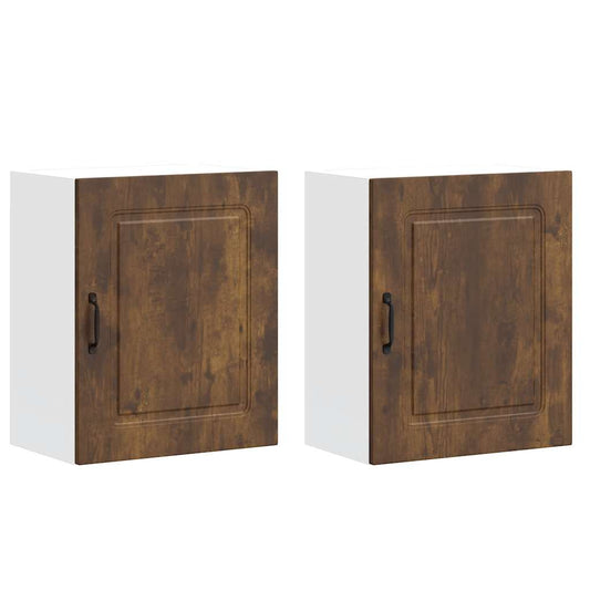 Kitchen Wall Cabinets 2 pcs Kalmar Smoked Oak Engineered Wood Kitchen Wall Cabinets 2 pcs Kalmar Smoked Oak Engineered Wood