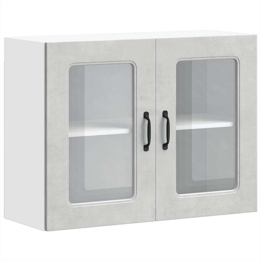 Kitchen Wall Cabinet with Glass Door "Kalmar" Concrete Grey Kitchen Wall Cabinet with Glass Door "Kalmar" Concrete Grey
