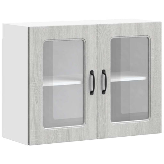 Kitchen Wall Cabinet with Glass Door Kalmar Grey Sonoma Engineered Wood Kitchen Wall Cabinet with Glass Door Kalmar Grey Sonoma Engineered Wood