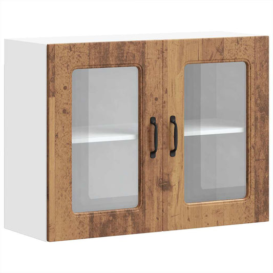 Kitchen Wall Cabinet with Glass Door "Kalmar" Old Wood Kitchen Wall Cabinet with Glass Door "Kalmar" Old Wood