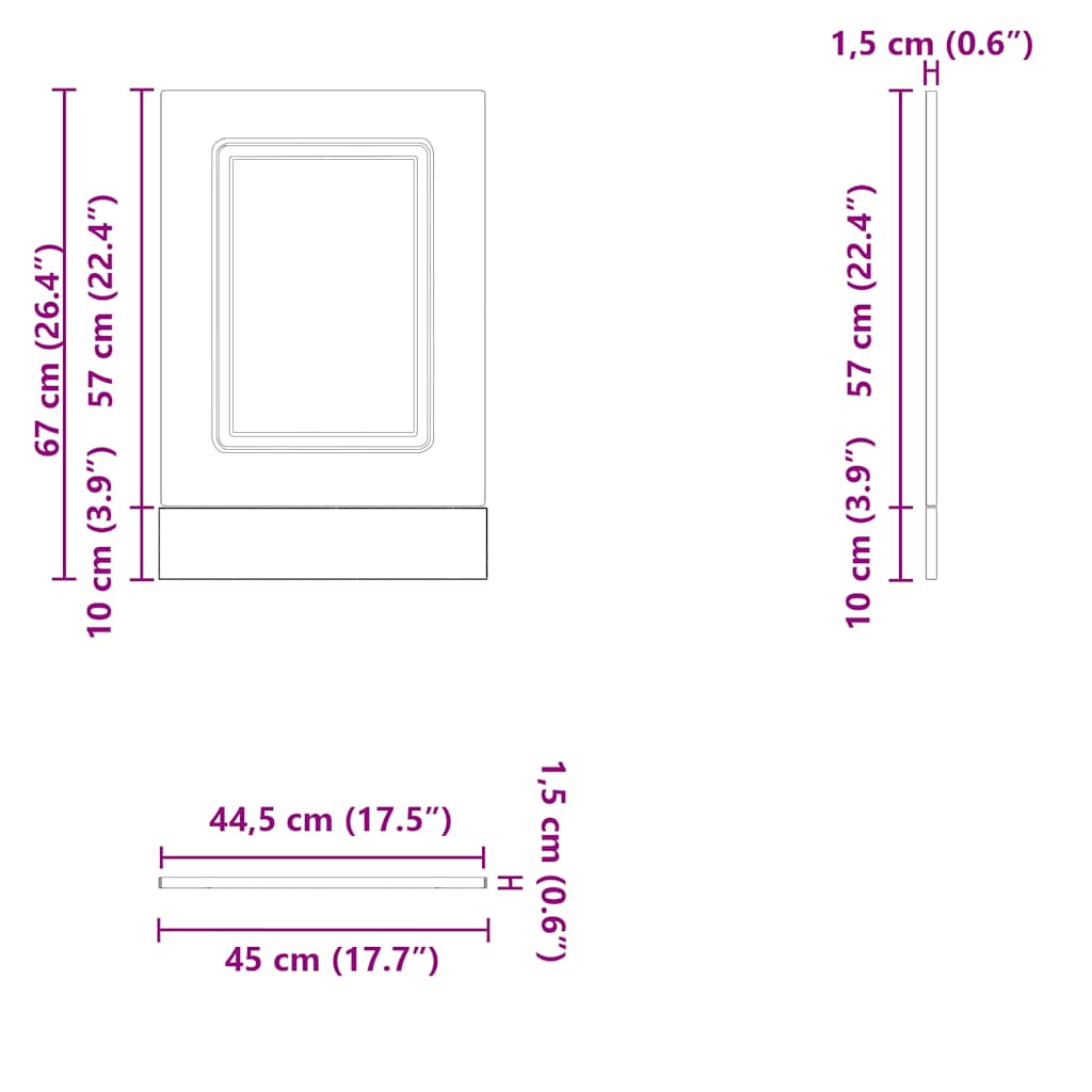 Dishwasher Panel Kalmar White 45x1.5x57 cm Engineered Wood