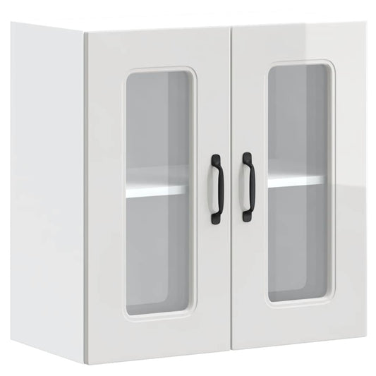 Kitchen Wall Cabinet with Glass Door "Kalmar" High Gloss White Kitchen Wall Cabinet with Glass Door "Kalmar" High Gloss White