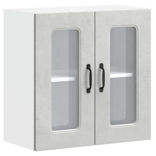 Kitchen Wall Cabinet with Glass Door Kalmar Concrete Grey Engineered Wood Kitchen Wall Cabinet with Glass Door Kalmar Concrete Grey Engineered Wood