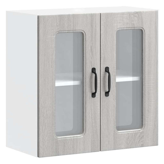 Kitchen Wall Cabinet with Glass Door "Kalmar" Grey Sonoma Kitchen Wall Cabinet with Glass Door "Kalmar" Grey Sonoma