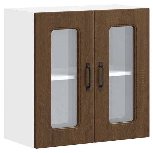 Kitchen Wall Cabinet with Glass Door "Kalmar" Brown Oak Kitchen Wall Cabinet with Glass Door "Kalmar" Brown Oak