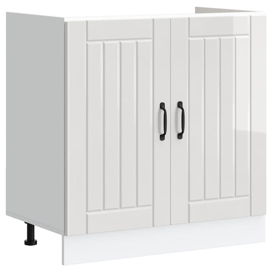 Sink Base Cabinet "Lucca" High Gloss White Engineered Wood Sink Base Cabinet "Lucca" High Gloss White Engineered Wood