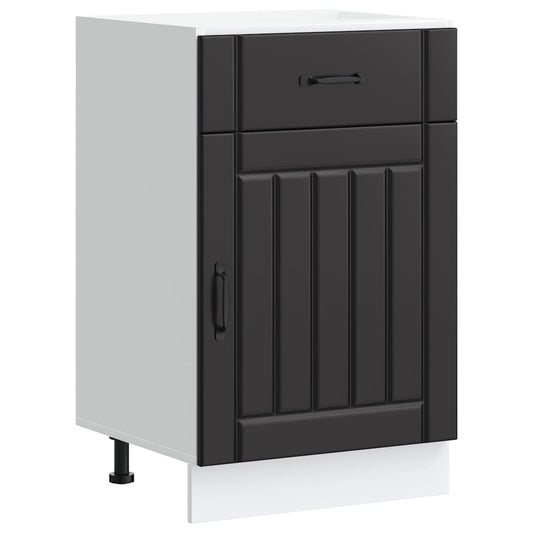 Kitchen Base Cabinet "Lucca" Black Engineered Wood Kitchen Base Cabinet "Lucca" Black Engineered Wood