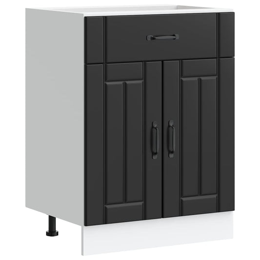 Kitchen Base Cabinet "Lucca" Black Engineered Wood Kitchen Base Cabinet "Lucca" Black Engineered Wood