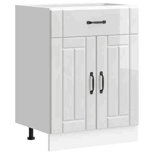 Kitchen Base Cabinet "Lucca" High Gloss White Engineered Wood Kitchen Base Cabinet "Lucca" High Gloss White Engineered Wood