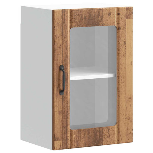 Kitchen Wall Cabinet with Glass Door "Lucca" Old Wood Kitchen Wall Cabinet with Glass Door "Lucca" Old Wood