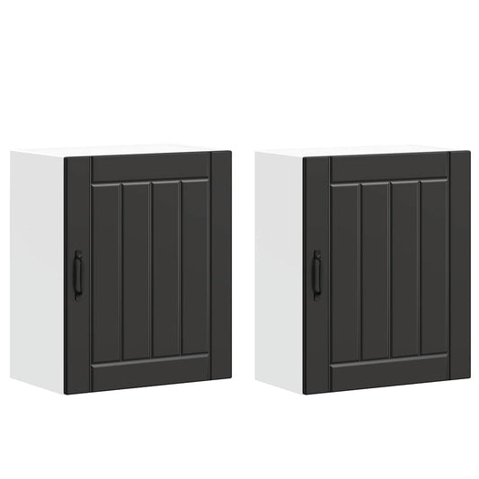 Kitchen Wall Cabinets 2 pcs Lucca Black Engineered Wood Kitchen Wall Cabinets 2 pcs Lucca Black Engineered Wood