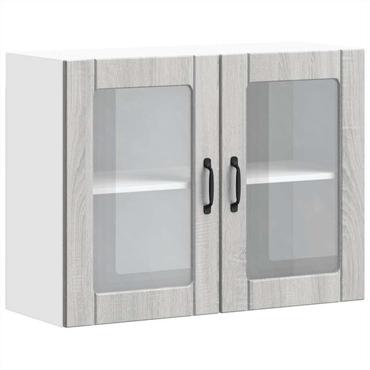 Kitchen Wall Cabinet with Glass Door "Lucca" Grey Sonoma Kitchen Wall Cabinet with Glass Door "Lucca" Grey Sonoma