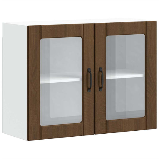 Kitchen Wall Cabinet with Glass Door "Lucca" Brown Oak Kitchen Wall Cabinet with Glass Door "Lucca" Brown Oak