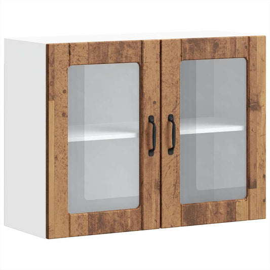 Kitchen Wall Cabinet with Glass Door "Lucca" Old Wood Kitchen Wall Cabinet with Glass Door "Lucca" Old Wood
