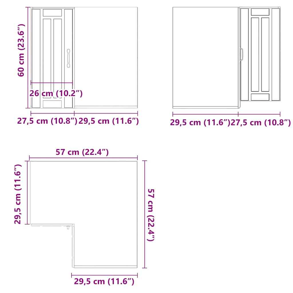 Kitchen Wall Corner Cabinet "Lucca" White Engineered Wood