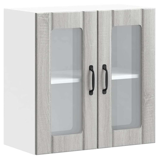 Kitchen Wall Cabinet with Glass Door "Lucca" Grey Sonoma Kitchen Wall Cabinet with Glass Door "Lucca" Grey Sonoma