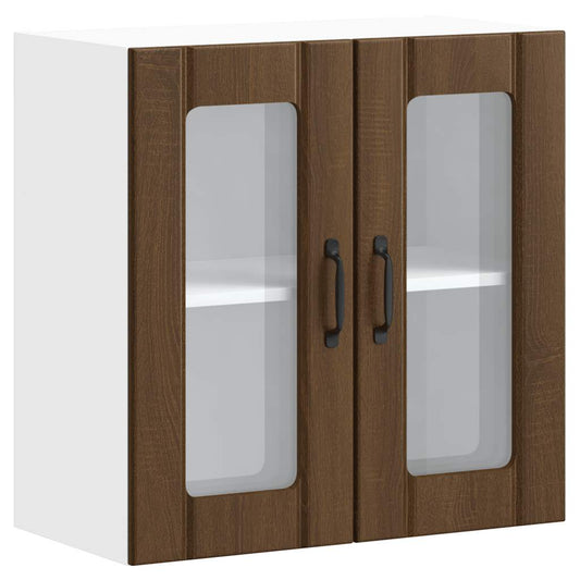 Kitchen Wall Cabinet with Glass Door "Lucca" Brown Oak Kitchen Wall Cabinet with Glass Door "Lucca" Brown Oak