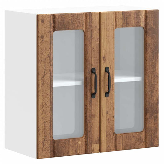 Kitchen Wall Cabinet with Glass Door "Lucca" Old Wood Kitchen Wall Cabinet with Glass Door "Lucca" Old Wood
