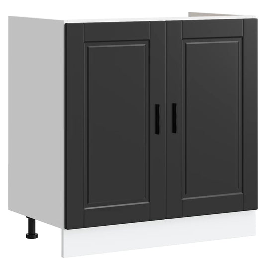 Sink Base Cabinet "Porto" Black 80x46x81,5 cm Engineered Wood Sink Base Cabinet "Porto" Black 80x46x81,5 cm Engineered Wood