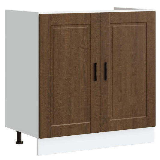 Sink Base Cabinet "Porto" Brown Oak 80x46x81.5 cm Engineered Wood Sink Base Cabinet "Porto" Brown Oak 80x46x81.5 cm Engineered Wood