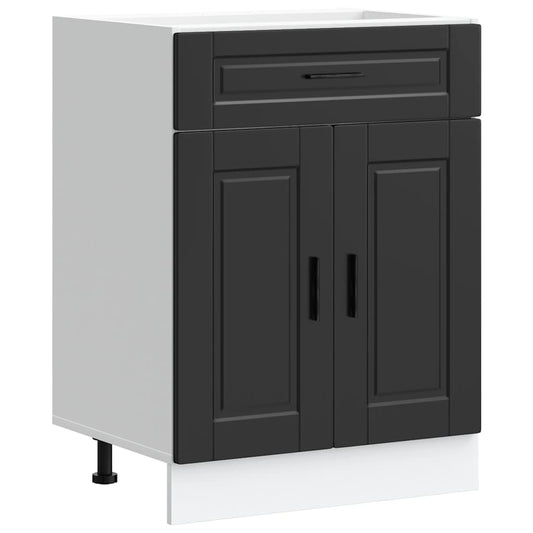 Kitchen Base Cabinet "Porto" Black Engineered Wood Kitchen Base Cabinet "Porto" Black Engineered Wood